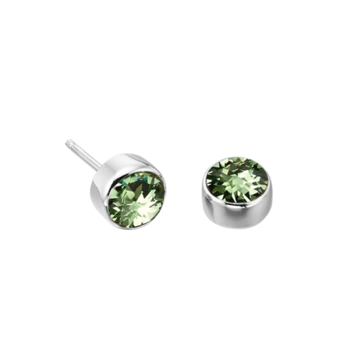 Bezel Setting Round Silver Lab Grown Gemstone Diamond Earrings