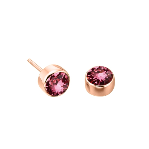 Bezel Setting Round Rose Gold Lab Grown Diamond Earrings
