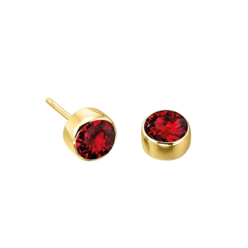 Bezel Setting Round Yellow Gold Birthstone Lab Grown Diamond Earrings