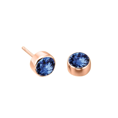 Bezel Setting Round Rose Gold Birthstone Lab Grown Diamond Earrings