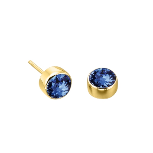 Bezel Setting Round Yellow Gold Birthstone Lab Grown Diamond Earrings
