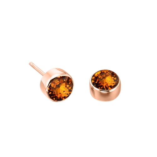 Bezel Setting Round Rose Gold Birthstone Lab Grown Diamond Earrings