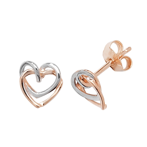 Rose Gold Two tone open Diamond Earrings