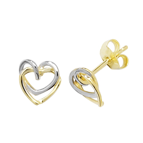 Yellow Gold Two tone open Diamond Earrings