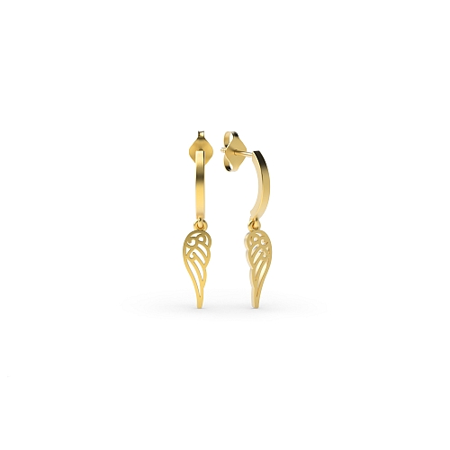 Yellow Gold Leaf drop Diamond Earrings