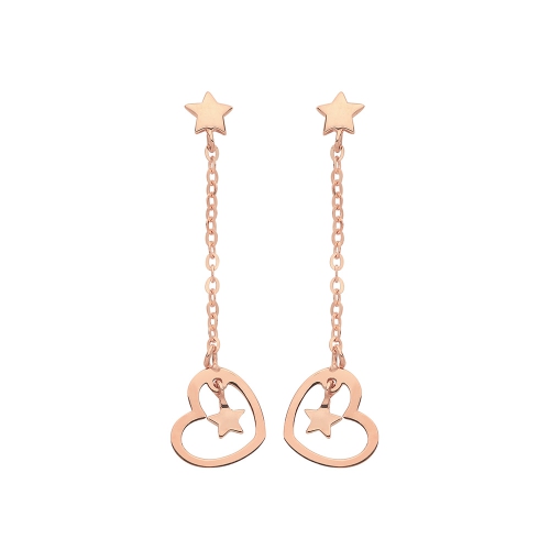 Rose Gold Star dangle Diamond Earrings