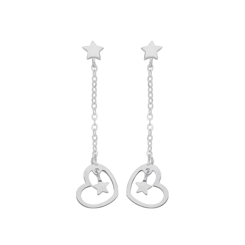 White Gold Star dangle Diamond Earrings