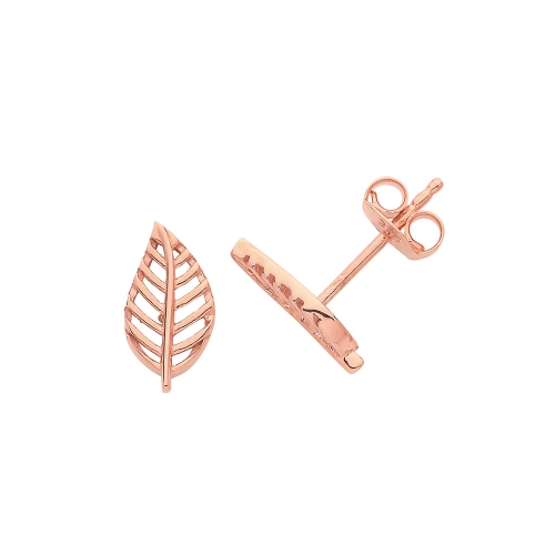 Rose Gold Simple leaf Diamond Earrings