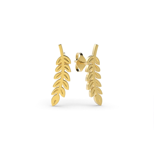Yellow Gold Decent leaf Diamond Earrings