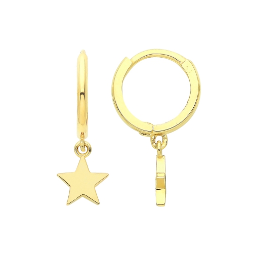 Yellow Gold Stylish look star Diamond Earrings