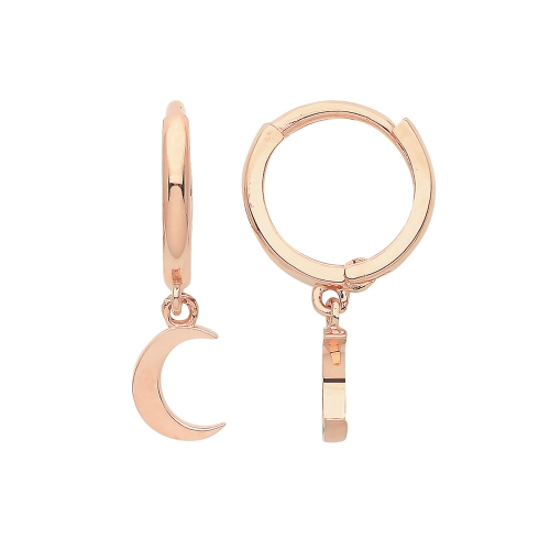 Rose Gold Moon Diamond Earrings