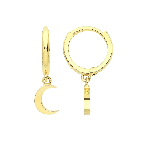 Yellow Gold Moon Diamond Earrings