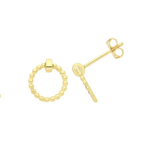Yellow Gold Multiple small ball Diamond Earrings