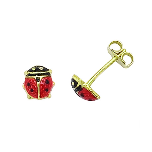Yellow Gold Lady bug Diamond Earrings