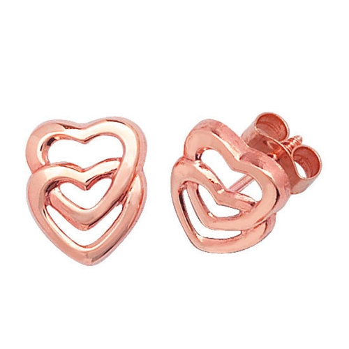 Rose Gold Two open Diamond Earrings
