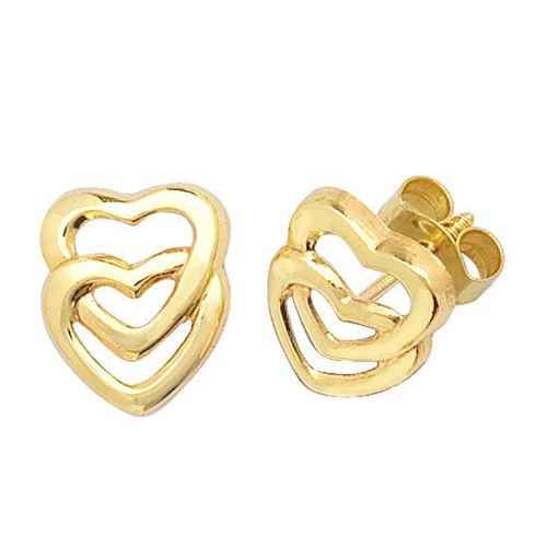 Yellow Gold Two open Diamond Earrings