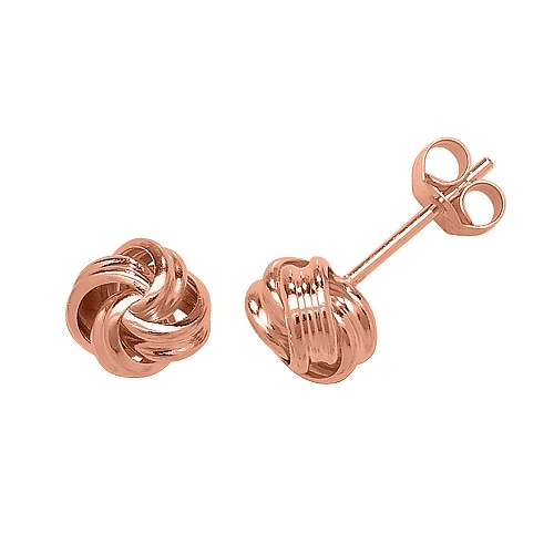 Rose Gold Two tone love knot Diamond Earrings