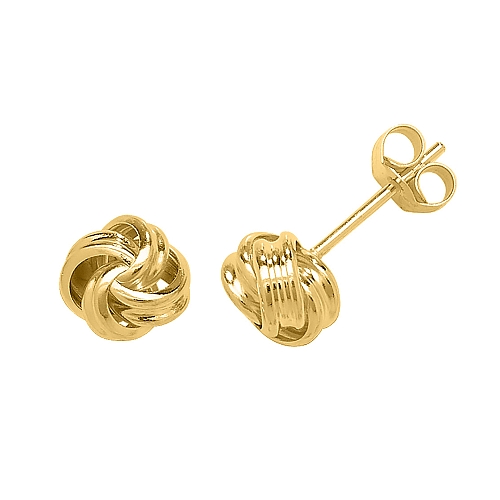 Yellow Gold Two tone love knot Diamond Earrings