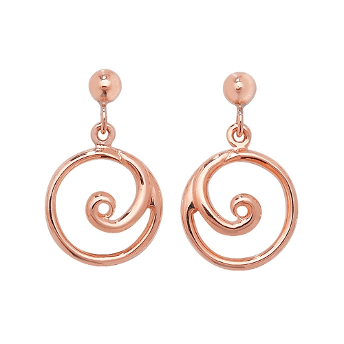 Rose Gold Spiral Diamond Earrings