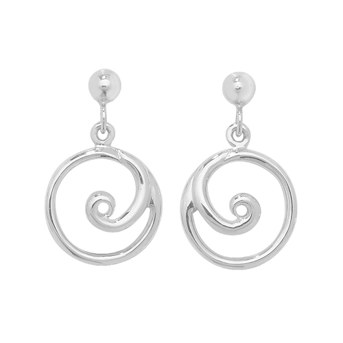 White Gold Spiral Diamond Earrings