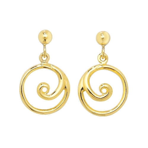 Yellow Gold Spiral Diamond Earrings