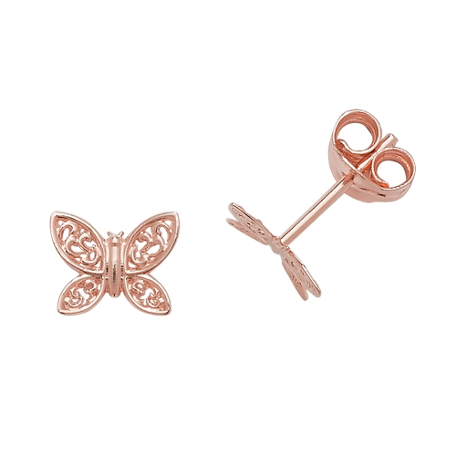 Rose Gold Butterfly Diamond Earrings