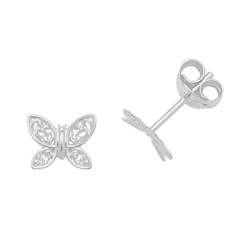 White Gold Butterfly Diamond Earrings