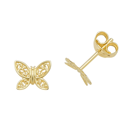 Yellow Gold Butterfly Diamond Earrings
