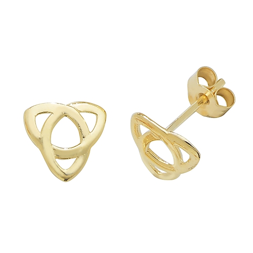 Yellow Gold These sleek with a trinity knot Diamond Earrings