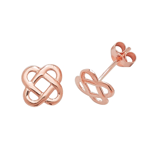 Rose Gold Plain metal celtic knot Diamond Earrings