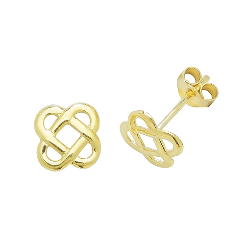 Yellow Gold Plain metal celtic knot Diamond Earrings