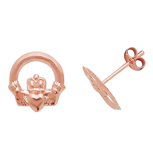 Rose Gold Claddagh classic Diamond Earrings