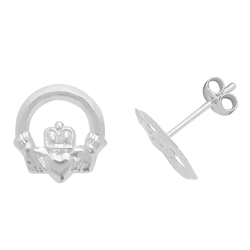 White Gold Claddagh classic Diamond Earrings