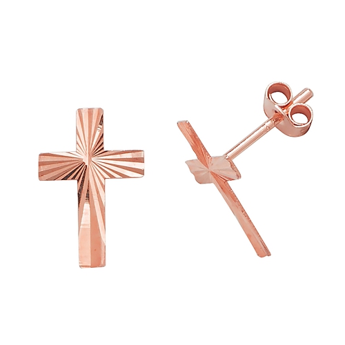 Rose Gold Cross style Diamond Earrings