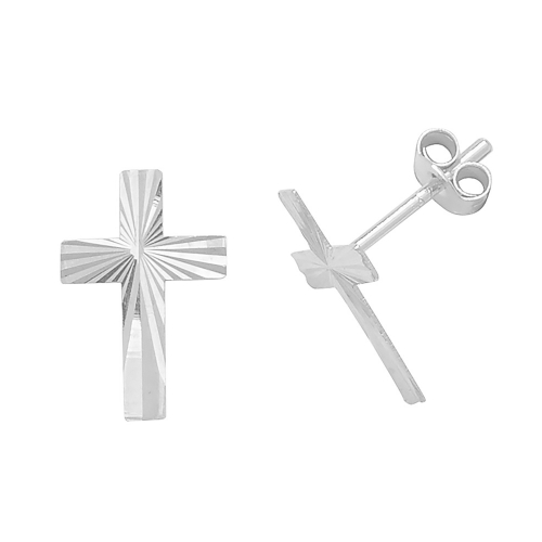 White Gold Cross style Diamond Earrings