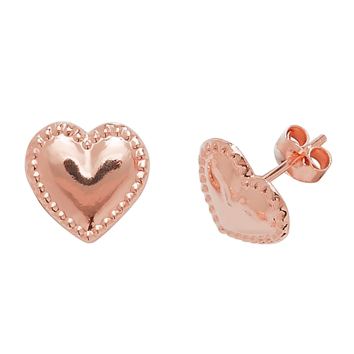Rose Gold Heart shaped Diamond Earrings