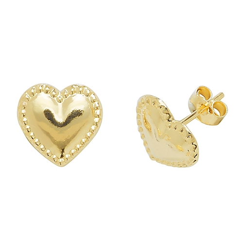 Yellow Gold Heart shaped Diamond Earrings