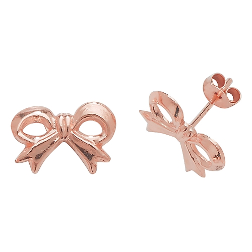 Rose Gold Bow Diamond Earrings