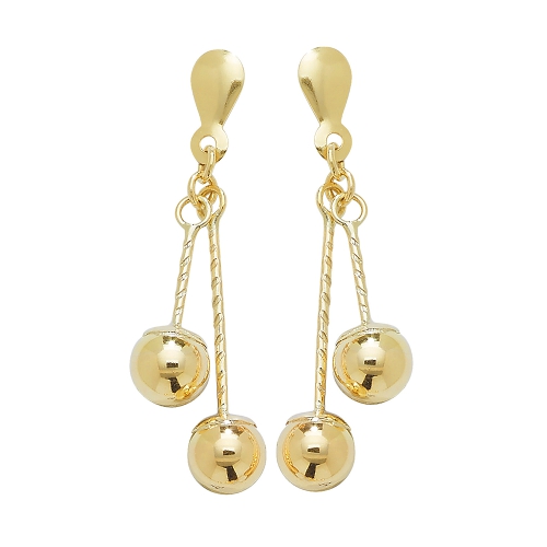 Yellow Gold Ball drop Diamond Earrings
