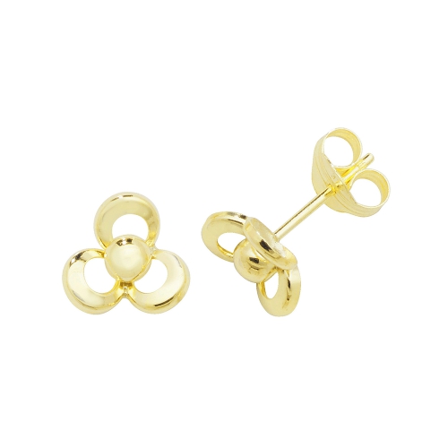 Yellow Gold Open flower Diamond Earrings