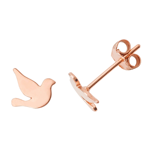 Rose Gold Bird Diamond Earrings