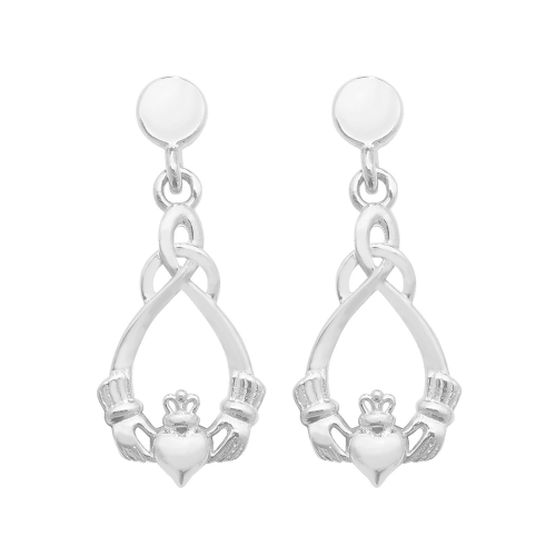 White Gold Claddagh Diamond Earrings