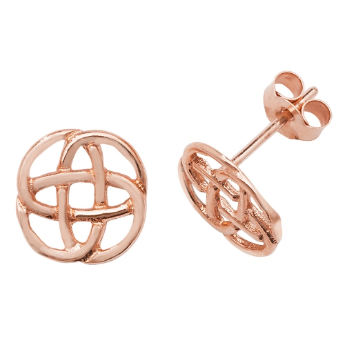 Rose Gold Plain metal celtic Diamond Earrings