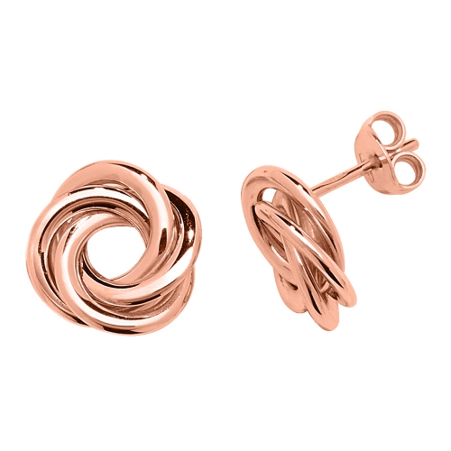 Rose Gold Two tone twisted Diamond Earrings