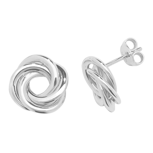 White Gold Two tone twisted Diamond Earrings