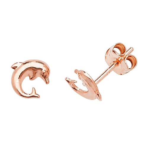 Rose Gold Dolphin Diamond Earrings