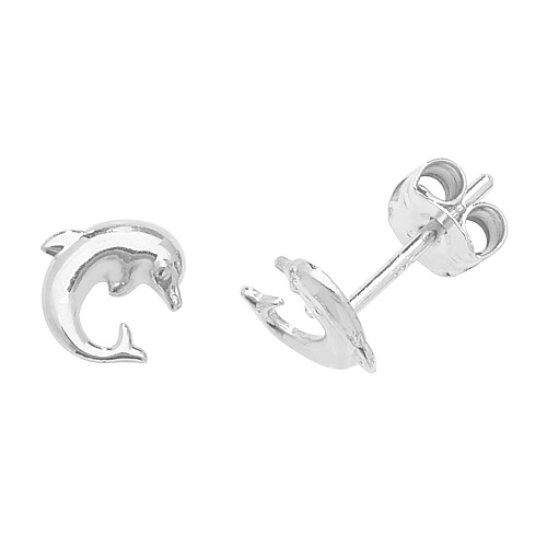 White Gold Dolphin Diamond Earrings