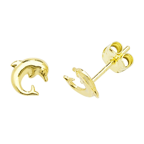 Yellow Gold Dolphin Diamond Earrings