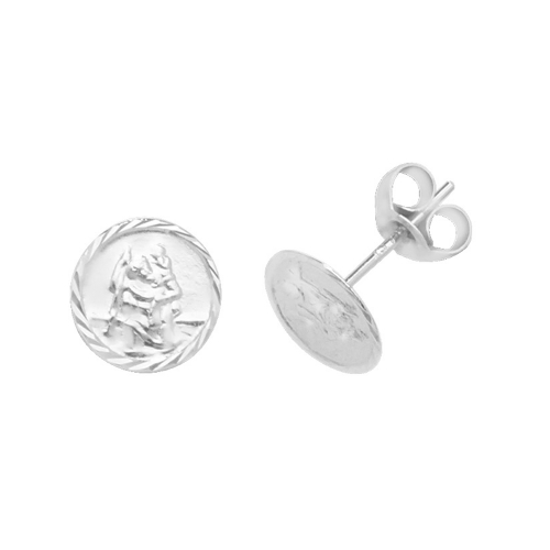 White Gold St christopher Diamond Earrings