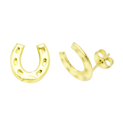Yellow Gold Horseshoe Diamond Earrings
